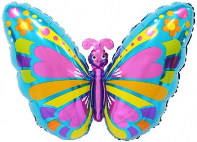Фигура Экзотическая бабочка, Голубой 30''/76 см шар фольга
