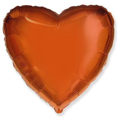 Сердце Orange 18"/45см шар фольга