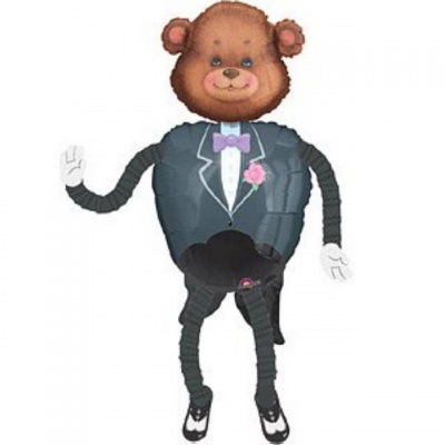 Ходячая фигура Медведь Тедди во фраке 145см шар фольга с гелием
