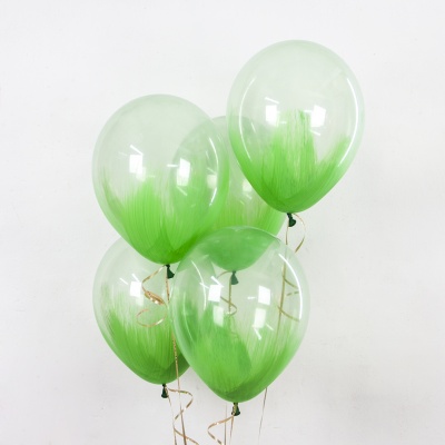Воздушный шар Браш Зеленый хрусталь кристалл 30 см с гелием и обработкой Хай-флоат