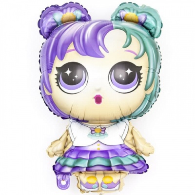 Фигура Модная кукла (разноцветные локоны) 81см шар фольга
