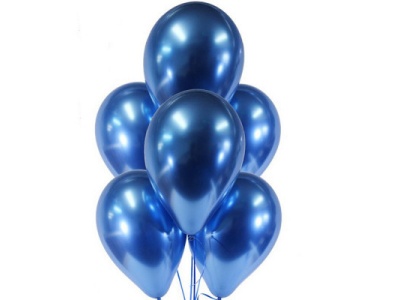 Облако из шаров Хром Синий 15 шаров с гелием и обработкой Хай-флоат
