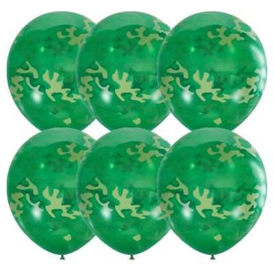 Воздушные шары Милитари Green 5ст 30см с гелием и обработкой Хай-флоат