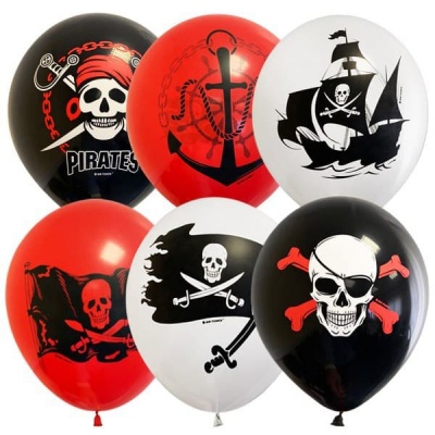 Набор шаров Пираты Red&White&Black 12"/30см в упак(25шт)