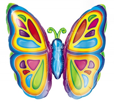 Шар фольга Фигура Бабочка Яркая 63х63 см с гелием