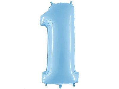 Шар фольга Цифра 1 год Pastel Blue Светло-голубой 32"/75см с гелием