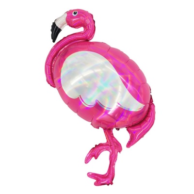 Шар фольга Фигура Фламинго голография 60х100см с гелием